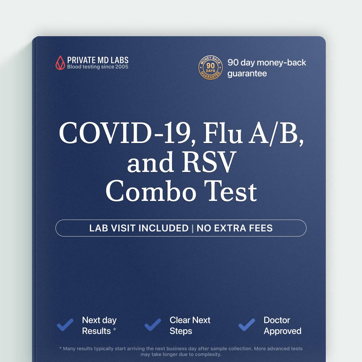 Respiratory illness test panel detecting COVID-19, flu A/B, and RSV viral RNA