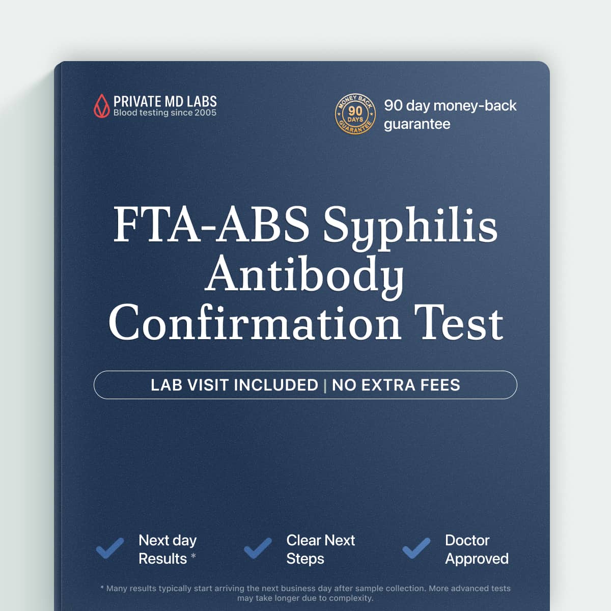 FTA-ABS syphilis antibody test for confirming Treponema pallidum infection