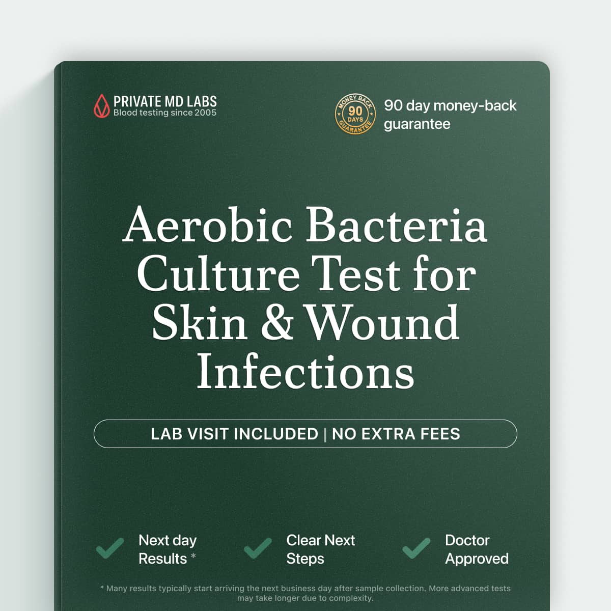 Aerobic bacteria culture test for diagnosing skin, wound, or tissue infections