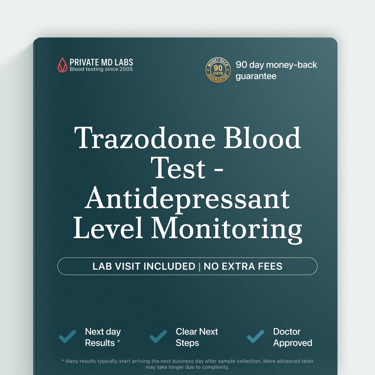 Trazodone serum test for monitoring antidepressant medication levels and stress management