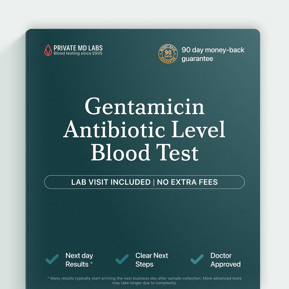 Gentamicin drug level test for patients monitoring antibiotic treatment safety