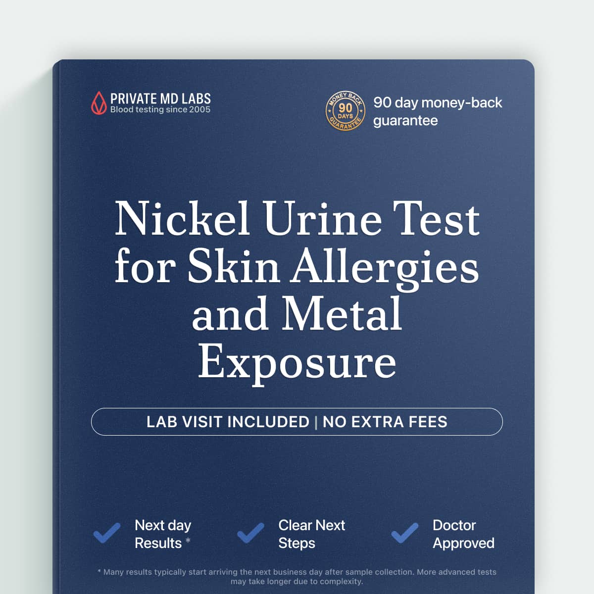 Nickel urine test for people with skin allergies, dermatitis, or metal exposure