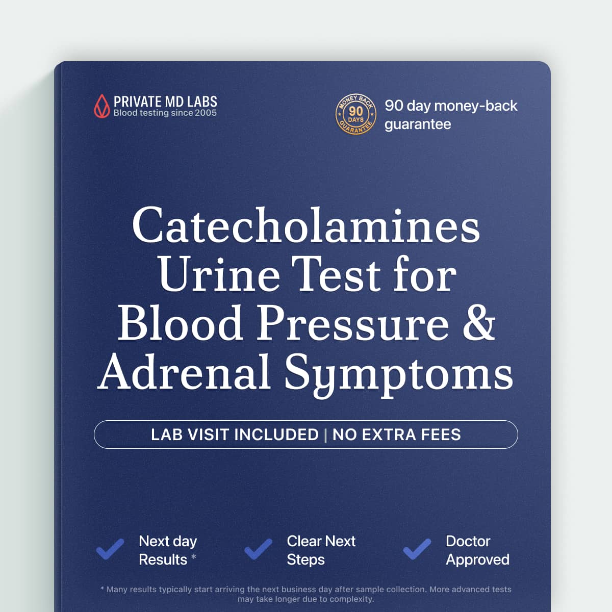 Catecholamine urine test for evaluating adrenal tumors linked to high blood pressure