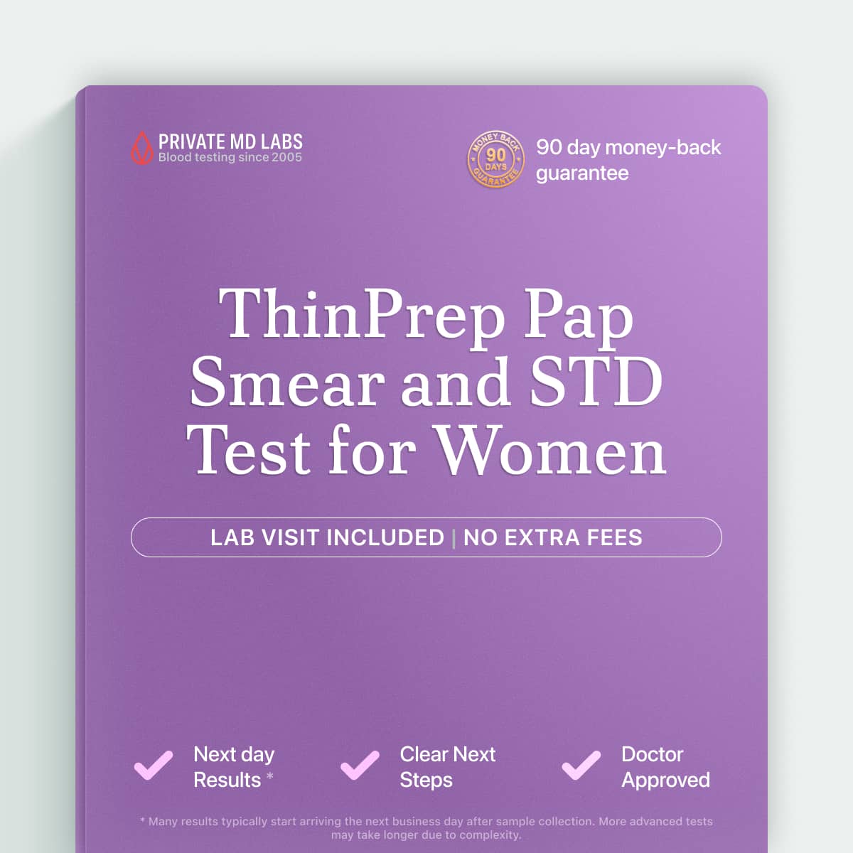ThinPrep Pap and STD test for women screening cervical cell changes and infections