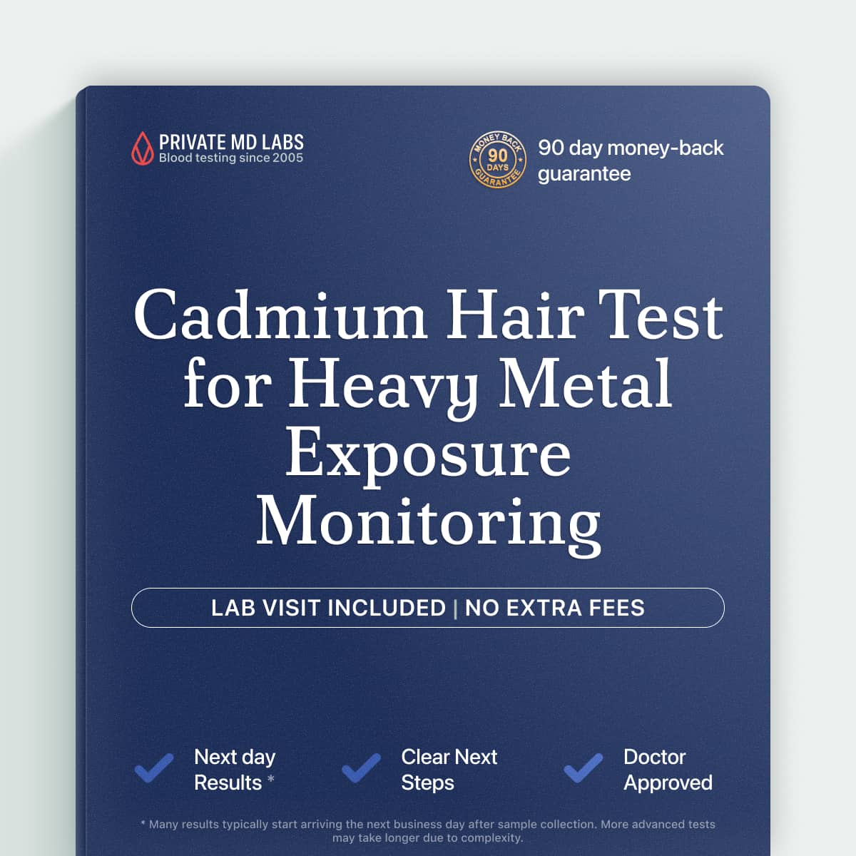 Hair cadmium test for monitoring heavy metal exposure and environmental toxin levels