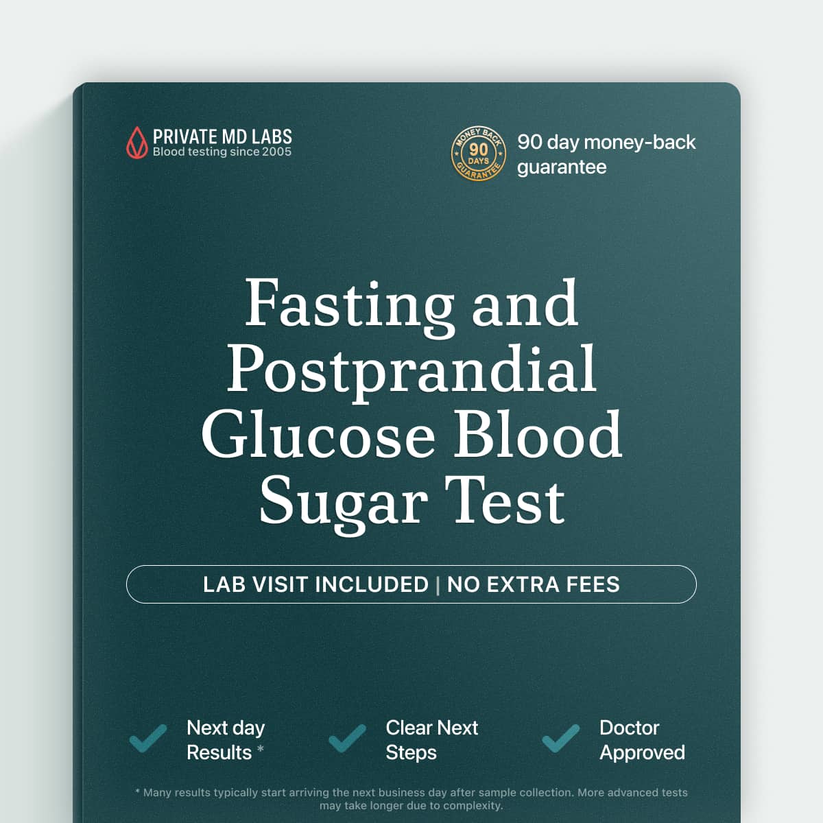 Fasting and post-meal glucose test for blood sugar and diabetes screening