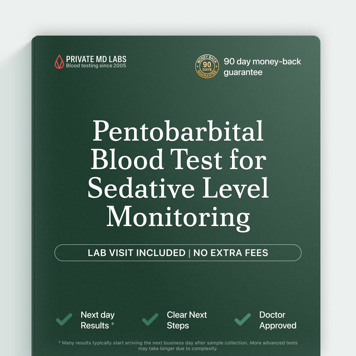 Pentobarbital blood test for drug monitoring, toxicology, or medication safety screening