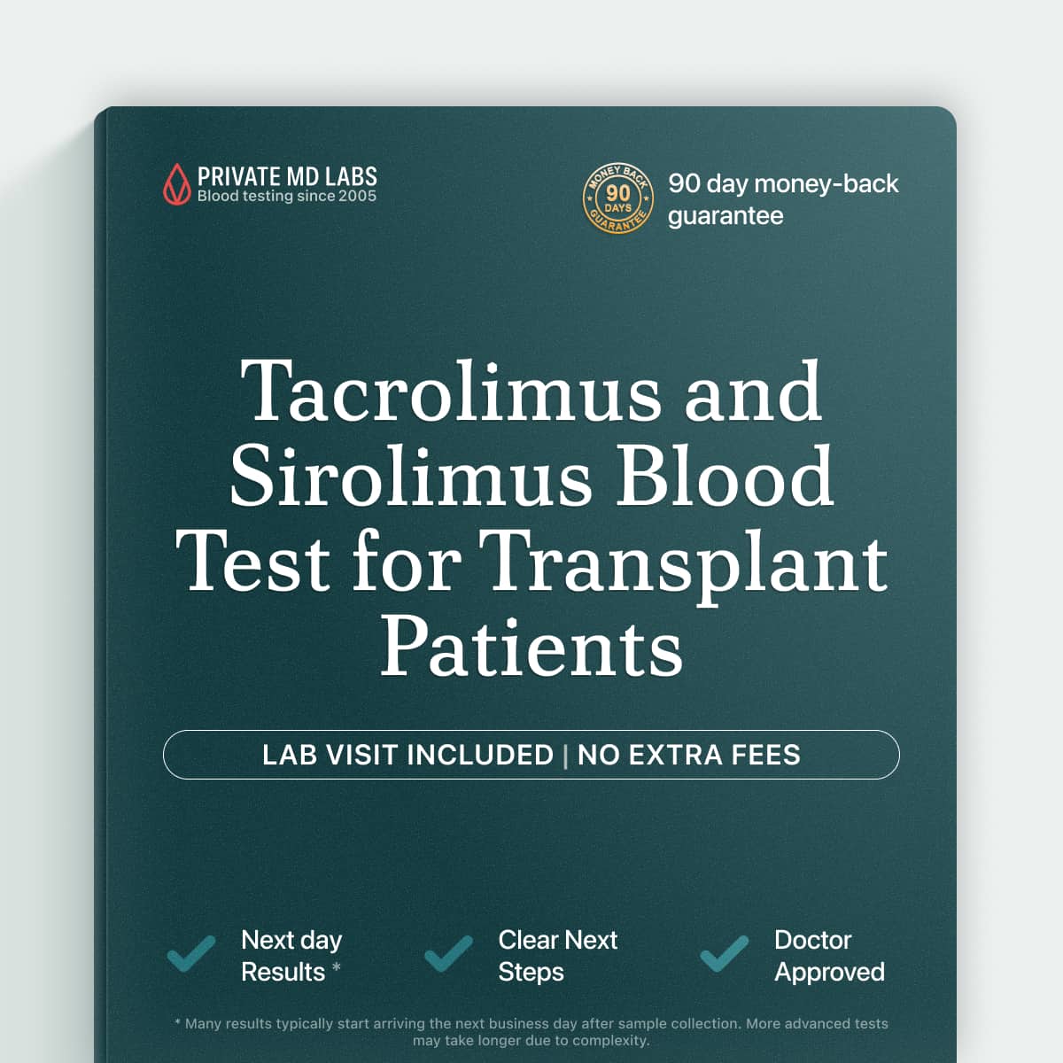 Drug monitoring test for transplant patients tracking tacrolimus and sirolimus levels