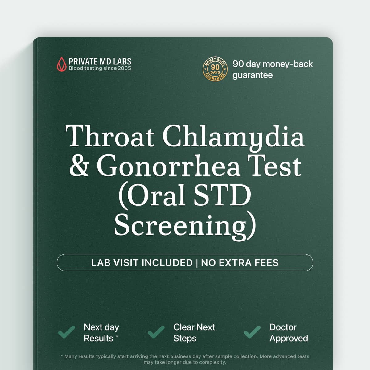 Throat swab STD test screening for oral chlamydia and gonorrhea infection