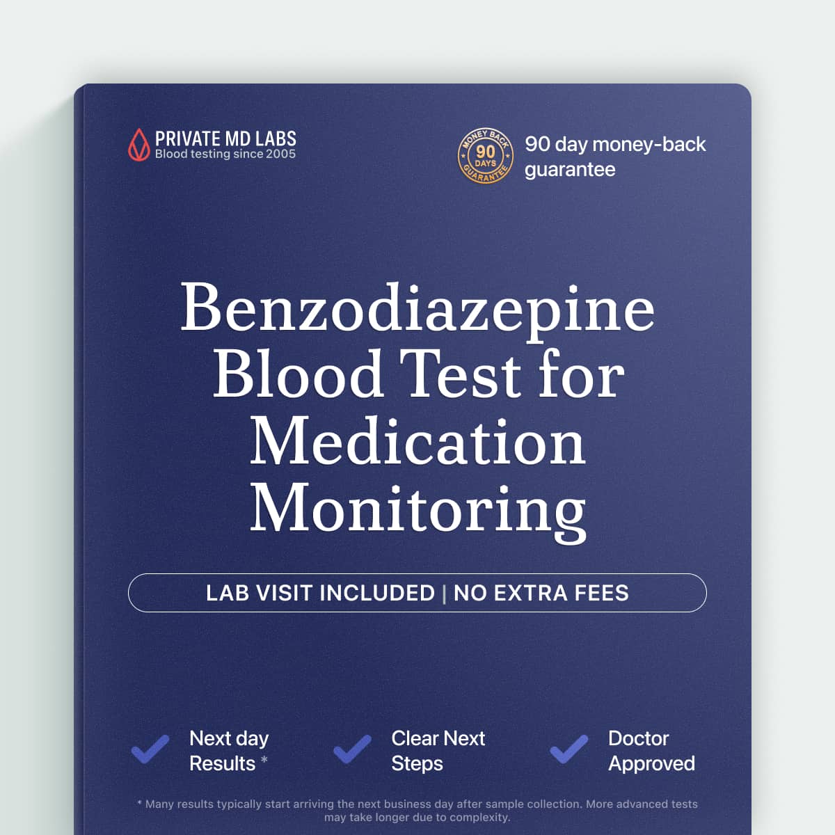 Serum benzodiazepine test for monitoring sedative medication use or misuse