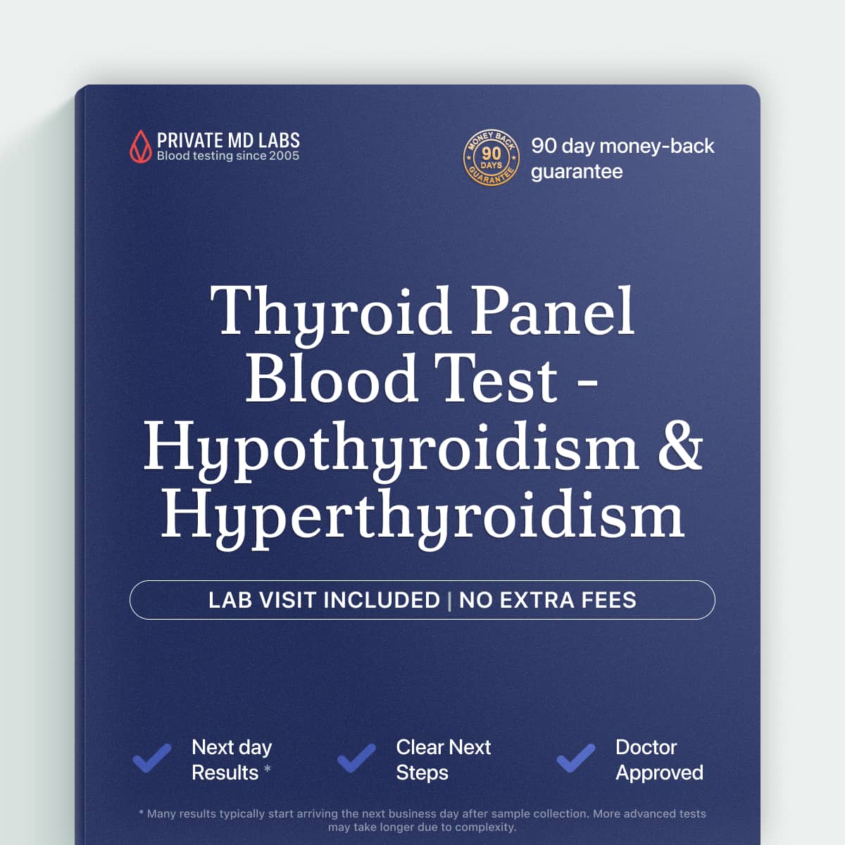 Thyroid panel test for diagnosing hypothyroidism and hyperthyroidism symptoms
