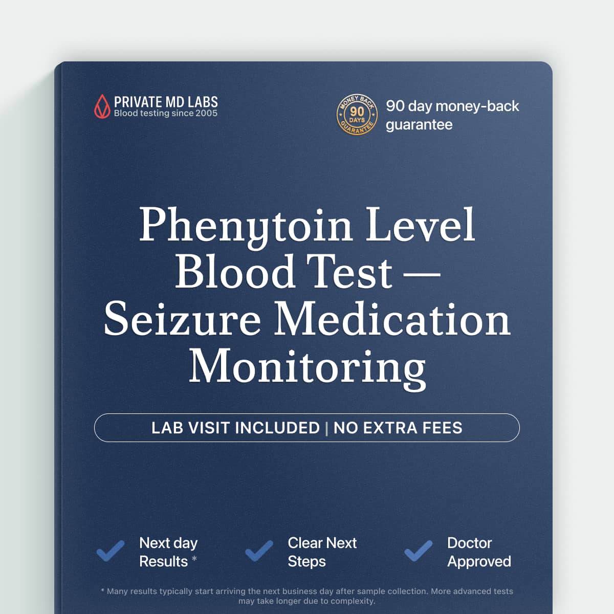Phenytoin drug level blood test for patients managing seizure medication dosing