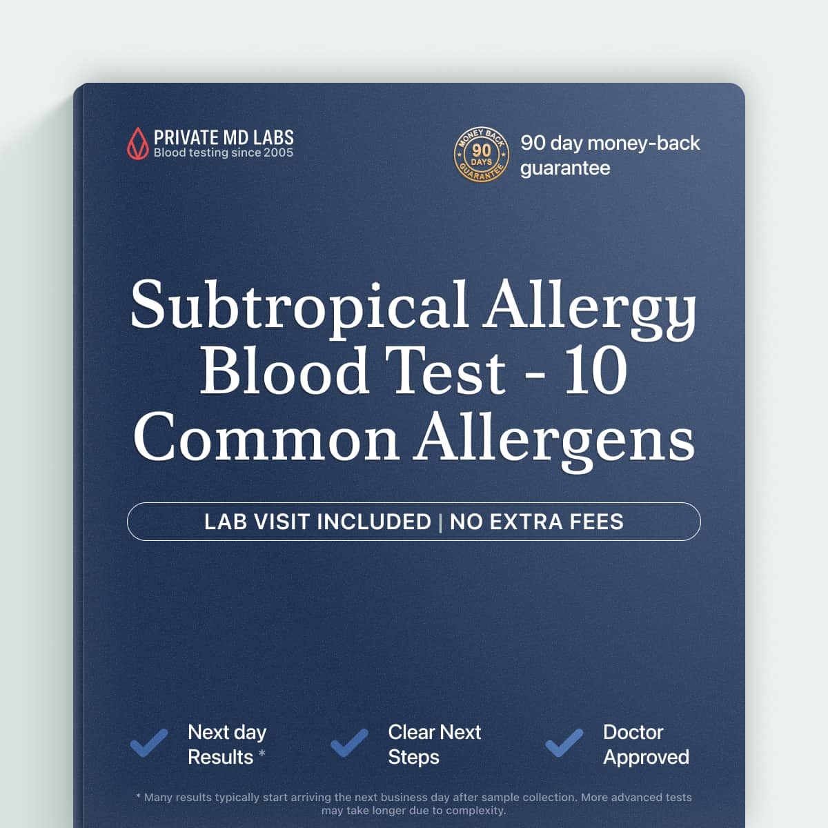 Subtropical allergy IgE panel testing 10 common regional environmental allergens