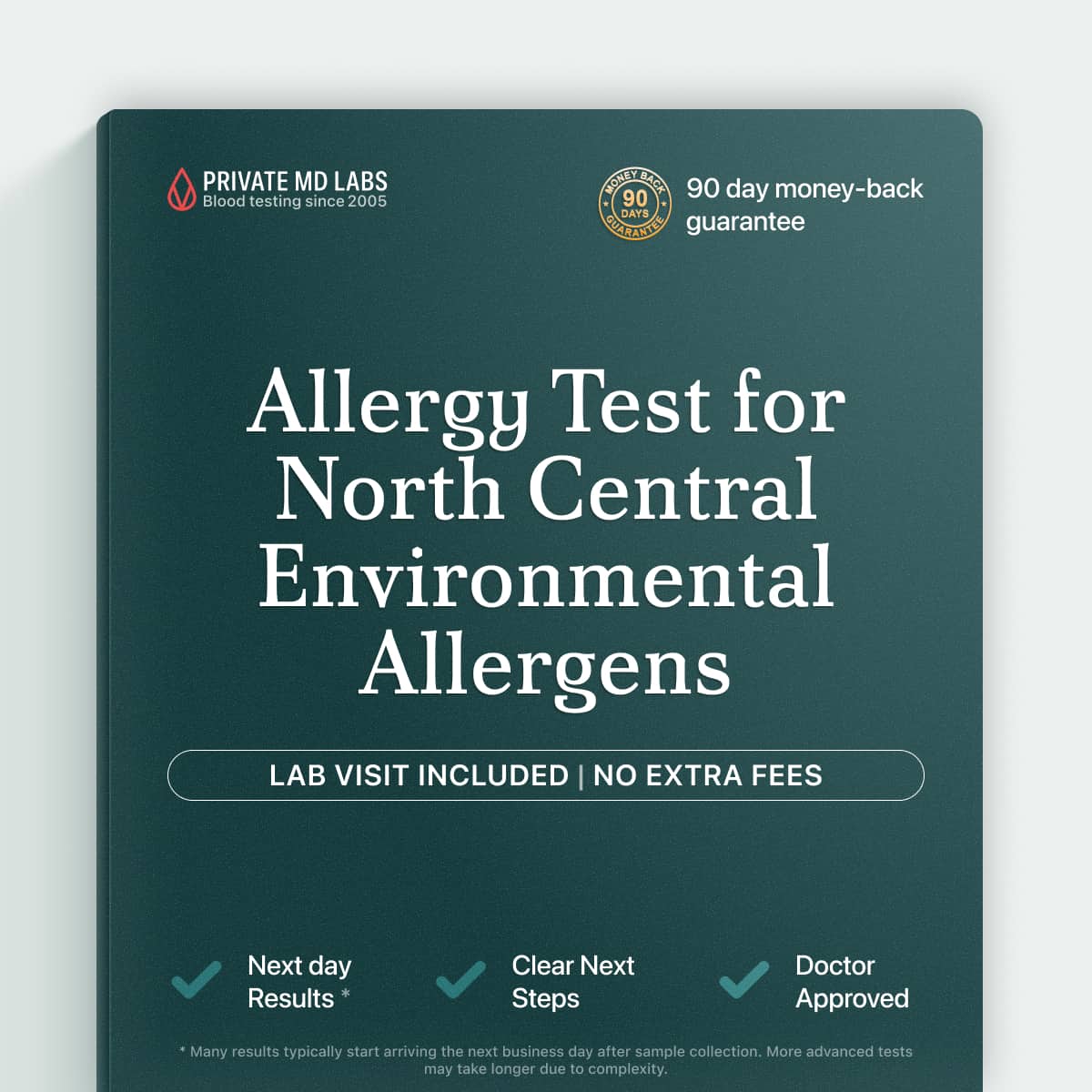 Allergy IgE panel testing 10 common north central regional environmental allergens
