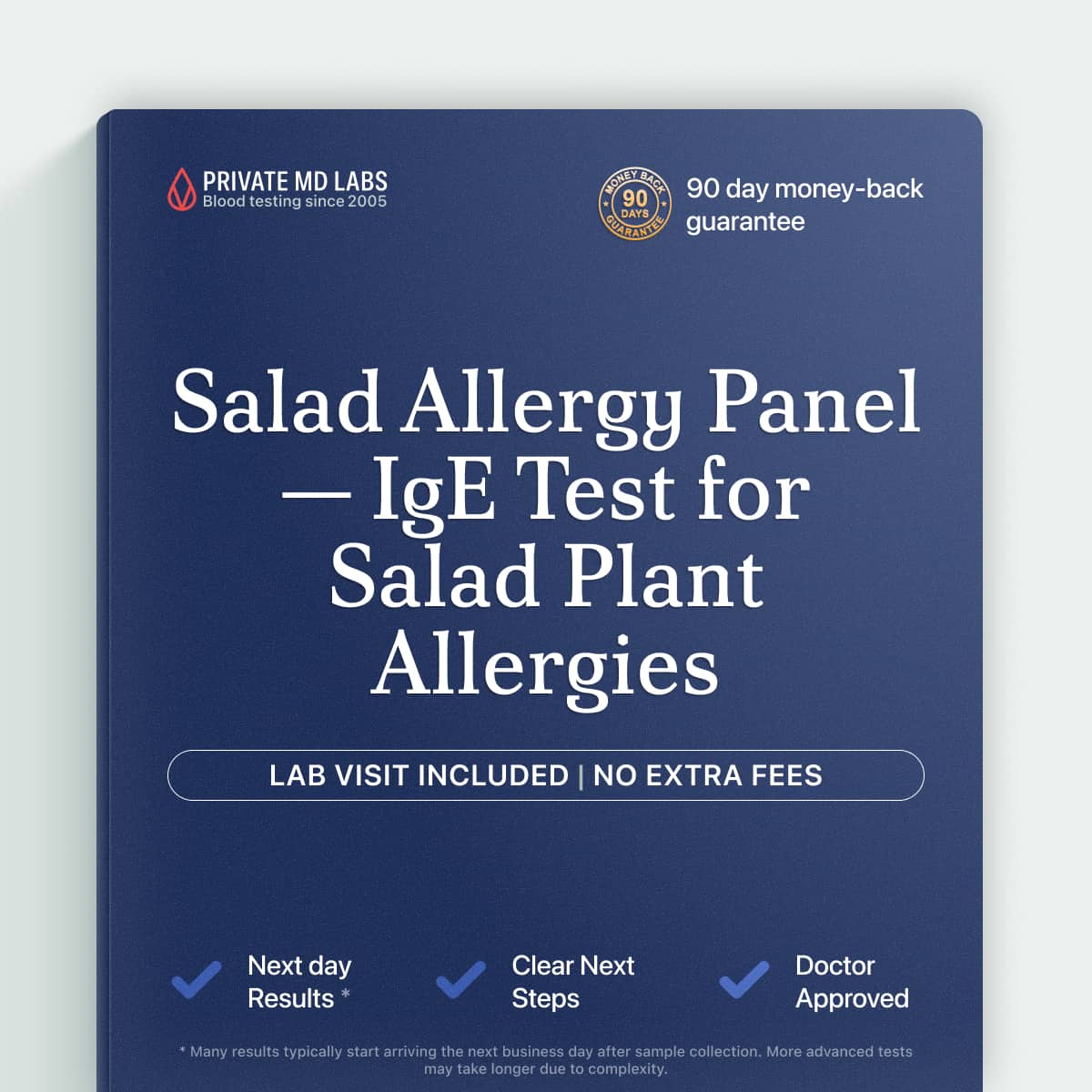 Salad allergy panel testing IgE reactions to lettuce, celery, carrot, and other salad plants