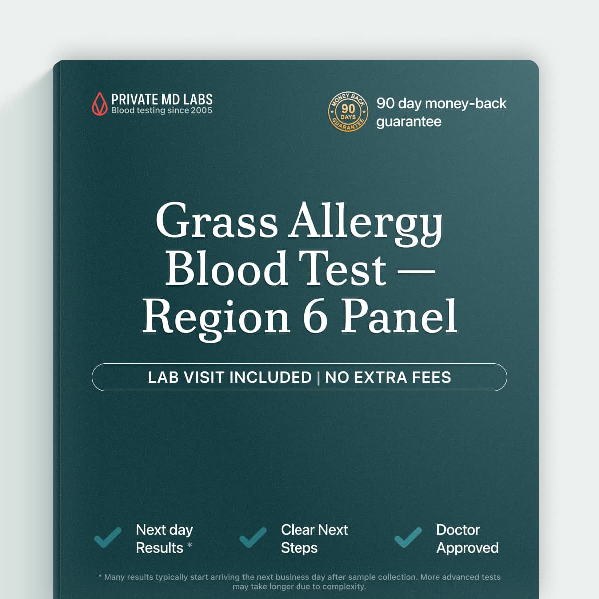 Grass allergy IgE panel for people with seasonal sneezing, congestion, or itchy eyes