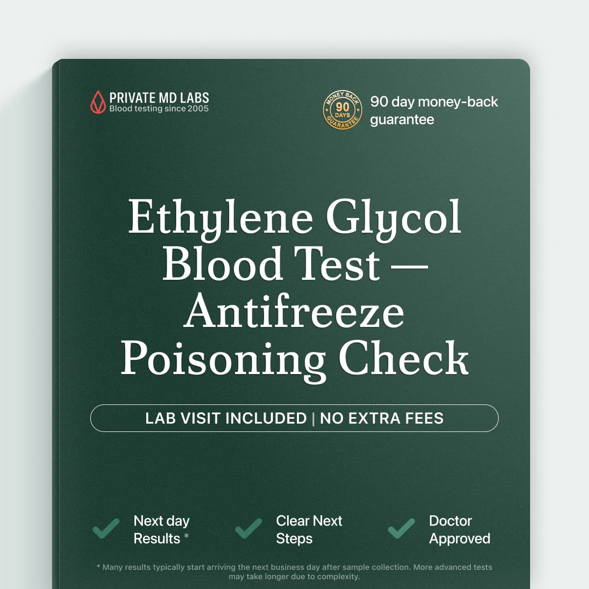 Ethylene glycol blood test for suspected antifreeze poisoning or toxic exposure