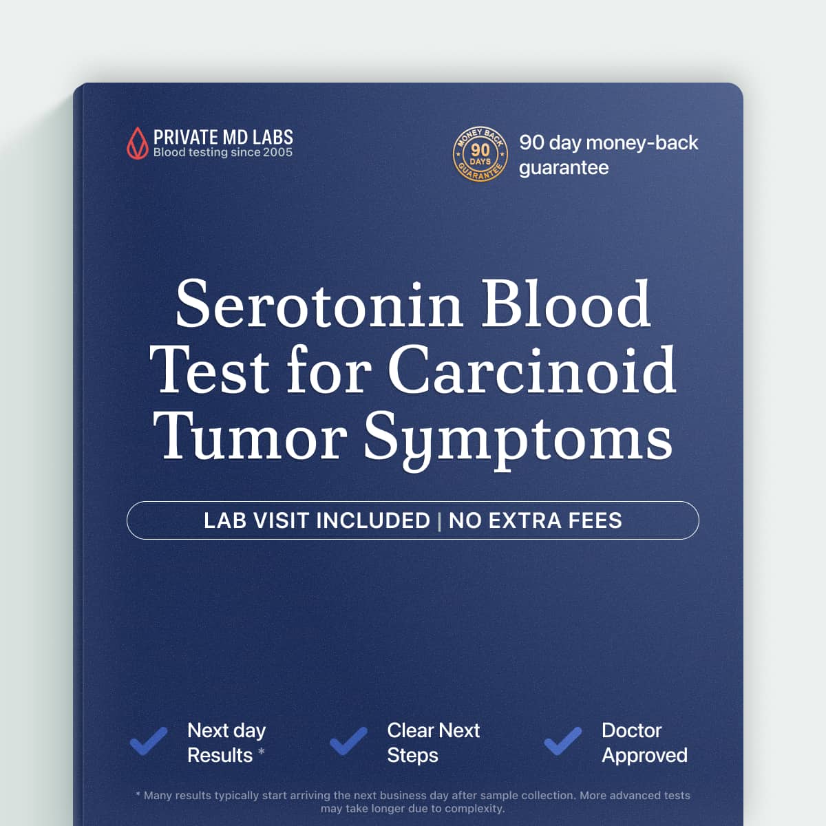 Serotonin blood test for detecting carcinoid tumor symptoms like flushing and diarrhea