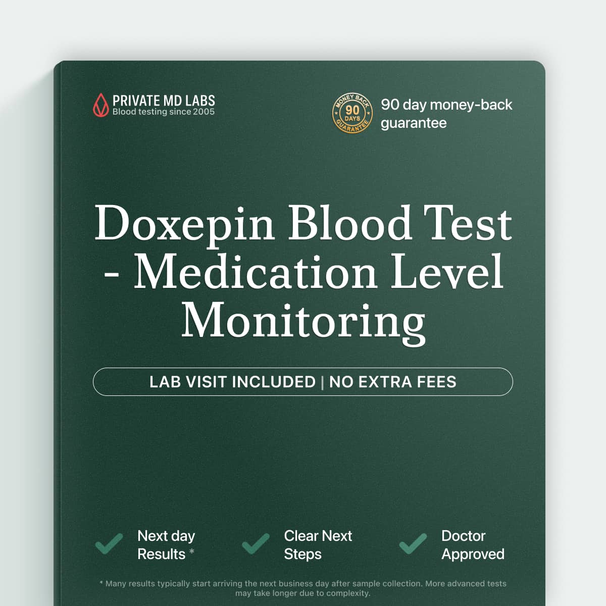 Doxepin blood test for monitoring tricyclic antidepressant therapeutic drug levels