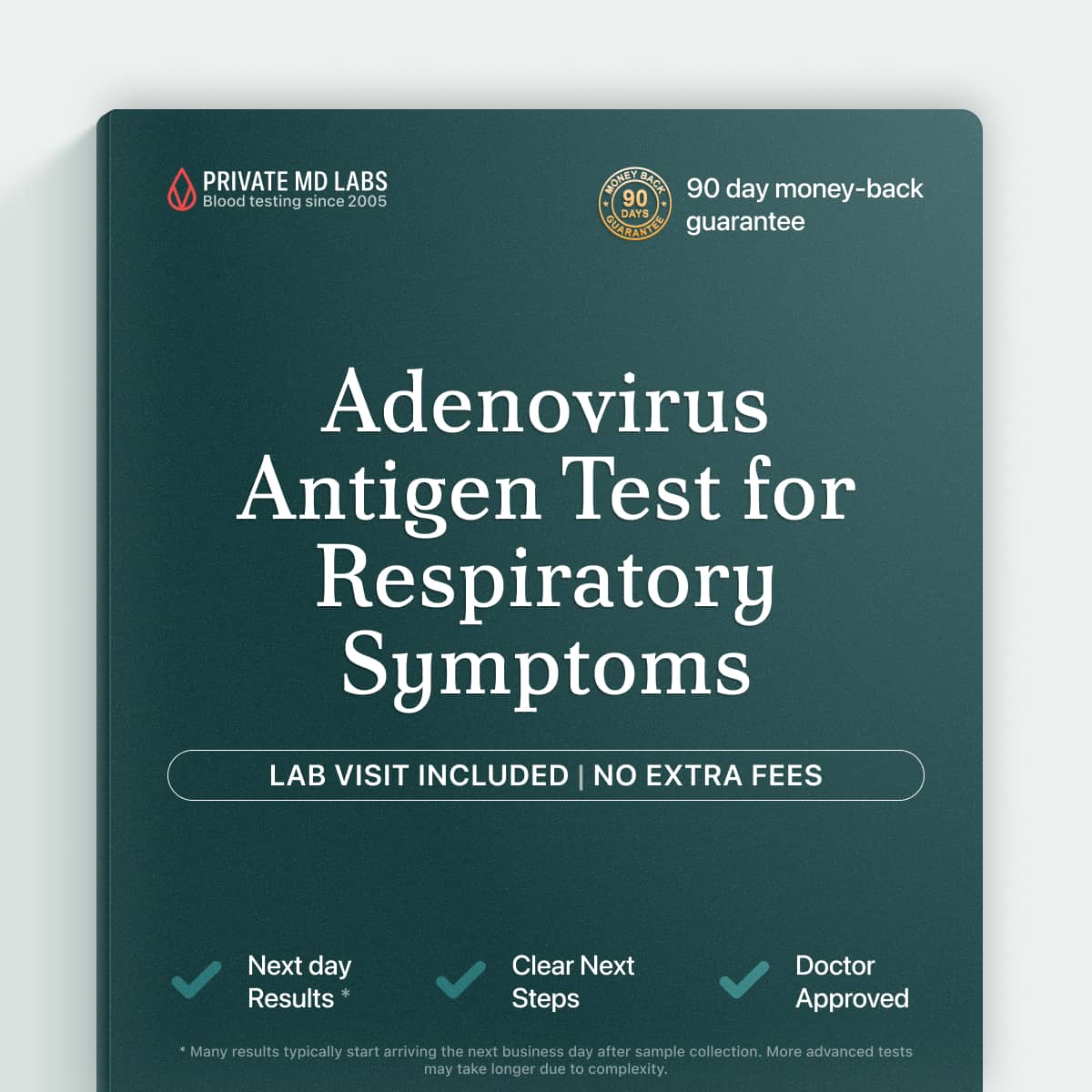 Adenovirus antigen test for diagnosing respiratory infection symptoms like cough and fever