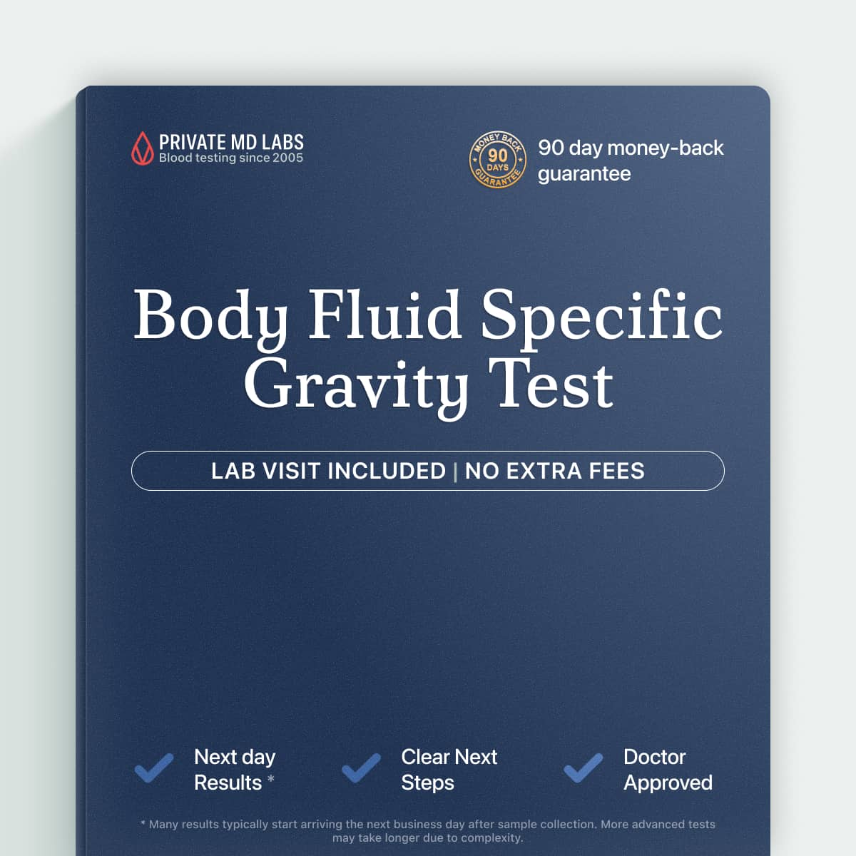 Specific gravity body fluid test for evaluating fluid buildup causes