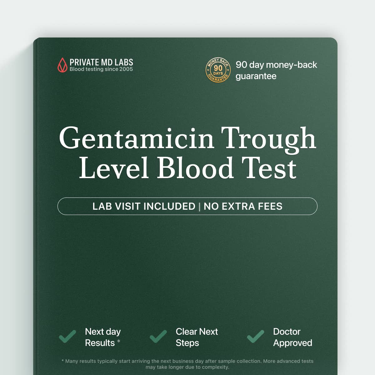 Gentamicin trough test for patients monitoring antibiotic drug levels during treatment