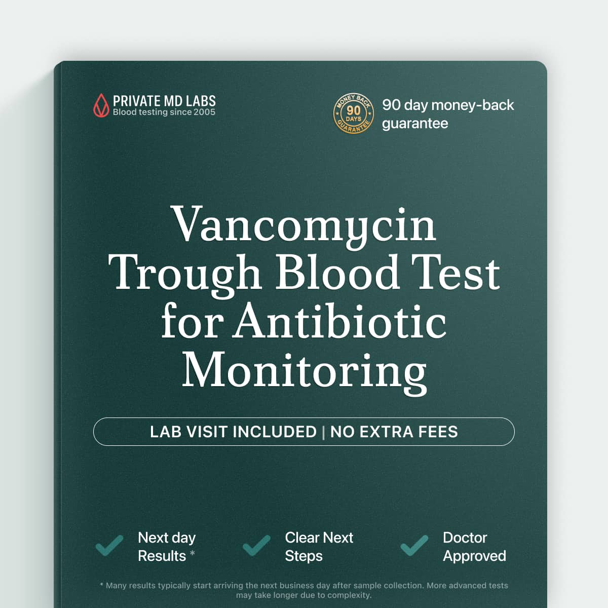 Vancomycin trough blood test for patients monitoring antibiotic treatment levels