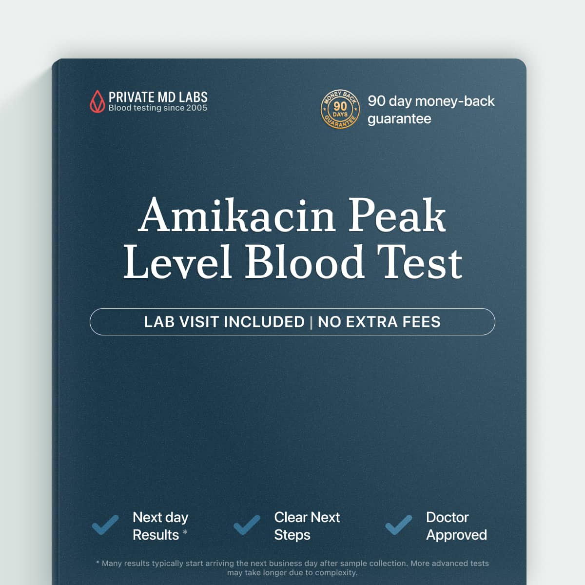 Amikacin peak level blood test for monitoring antibiotic drug therapy safety