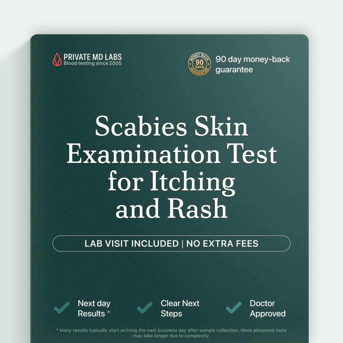 Scabies skin examination test for persistent nocturnal itching and rash symptoms