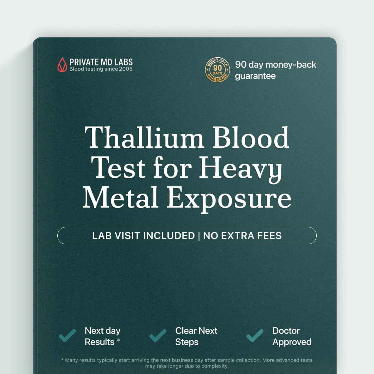 Blood thallium test for detecting chronic heavy metal toxicity exposure