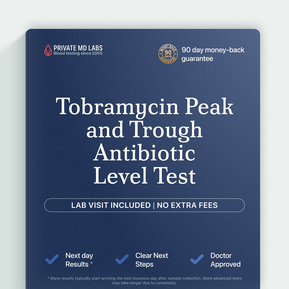 Tobramycin peak and trough blood test for monitoring antibiotic drug levels