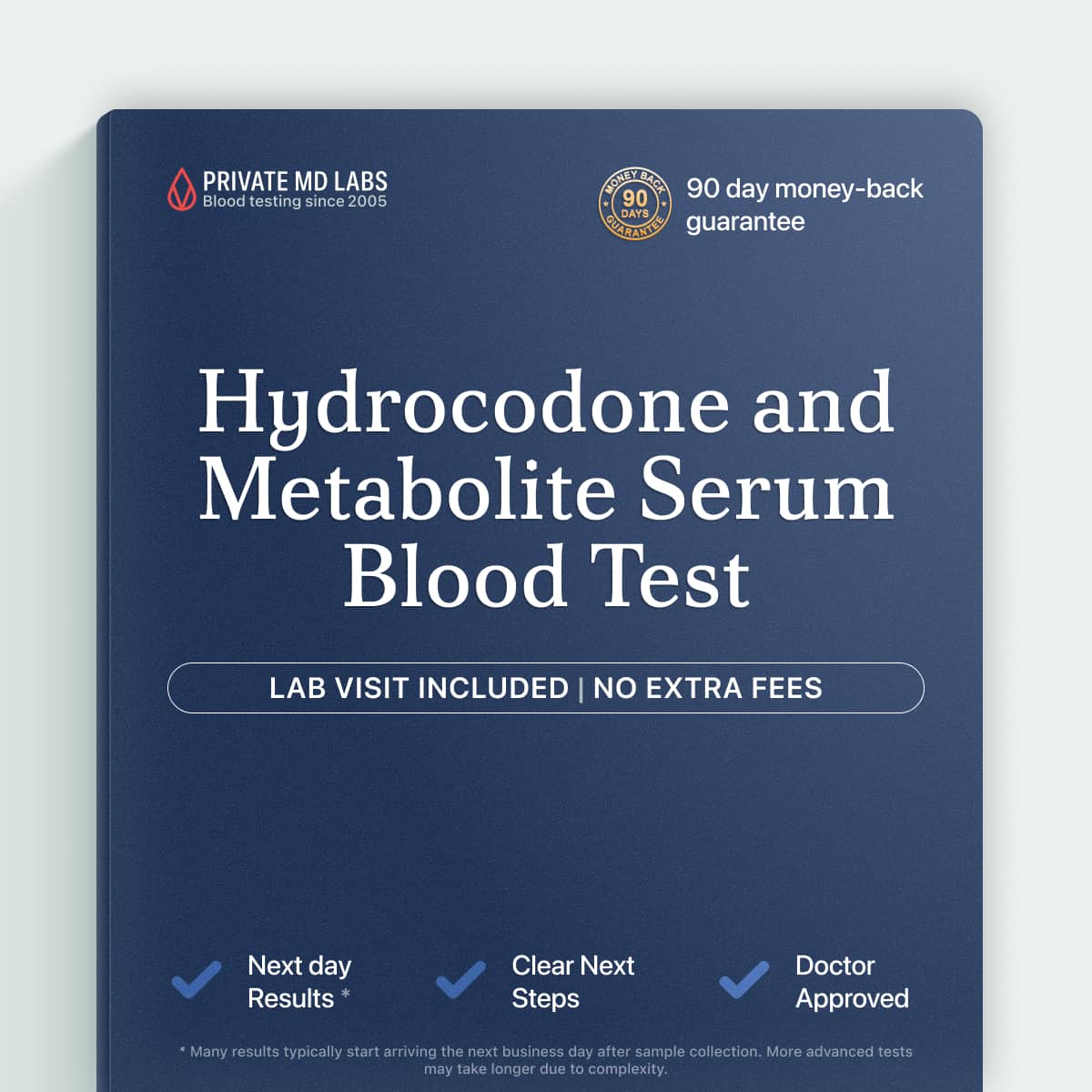 Serum drug test confirming hydrocodone and hydromorphone medication levels