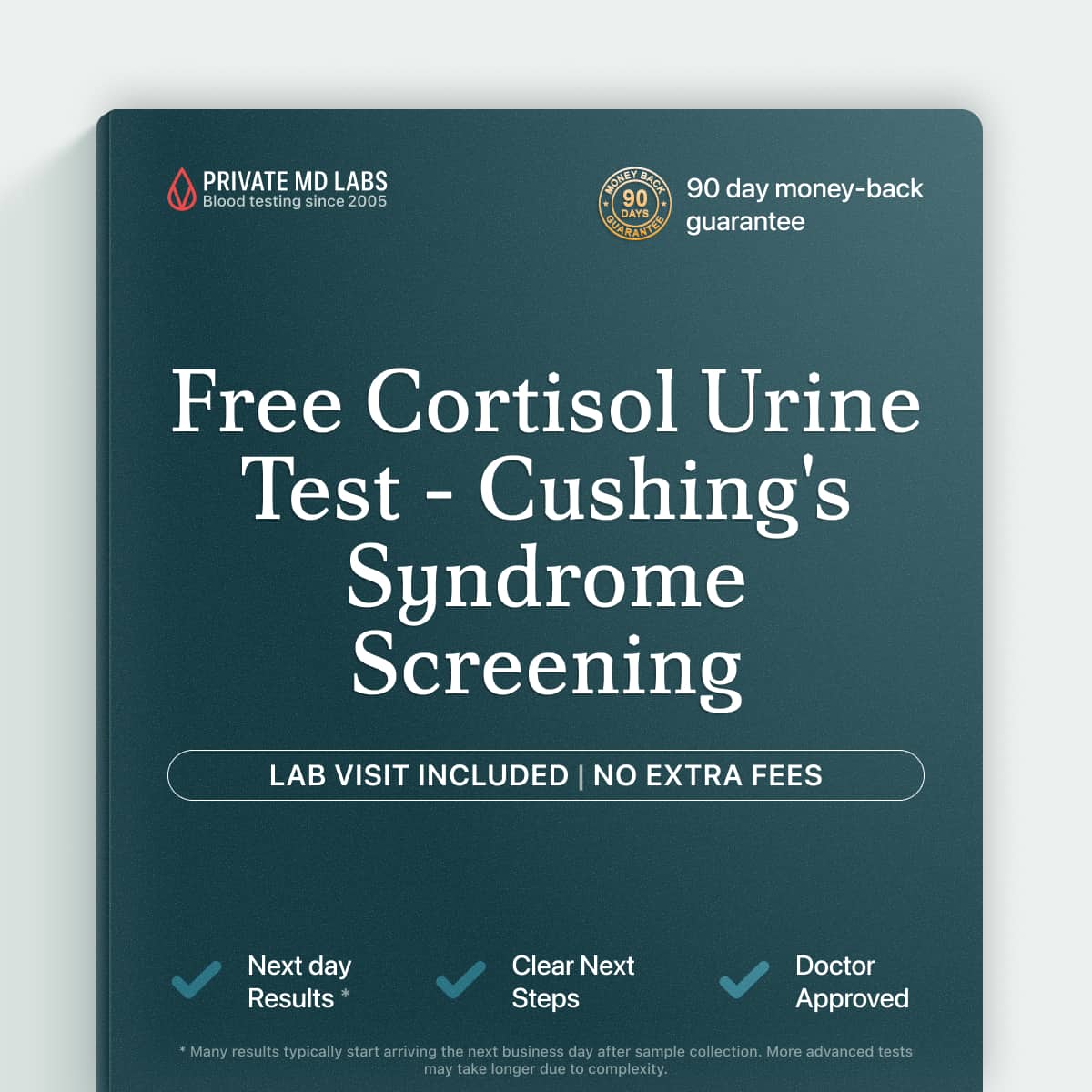 Cortisol urine test for adults with stress, weight gain, or Cushing's symptoms