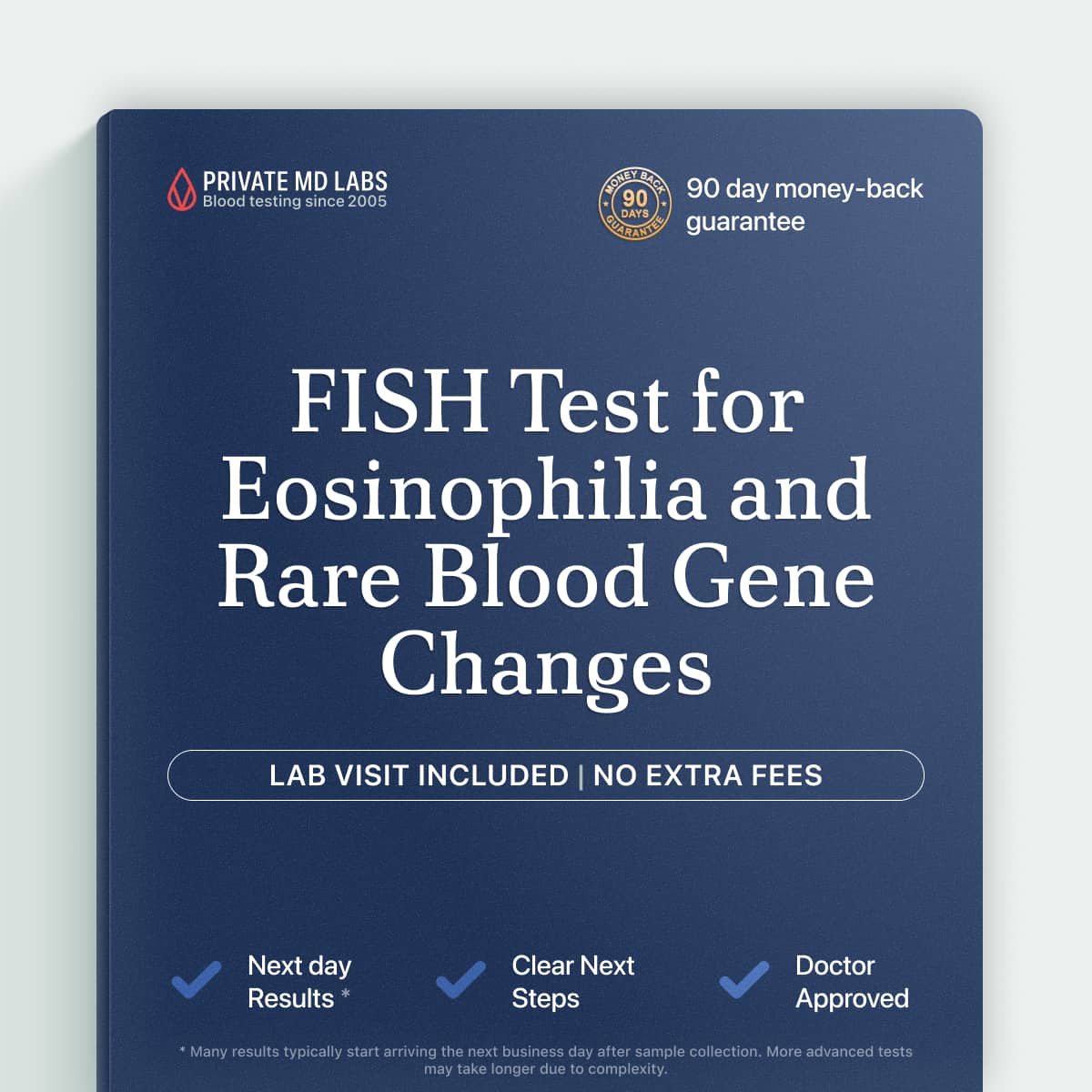 Genetic FISH test for eosinophilia patients evaluating rare blood cell gene rearrangements