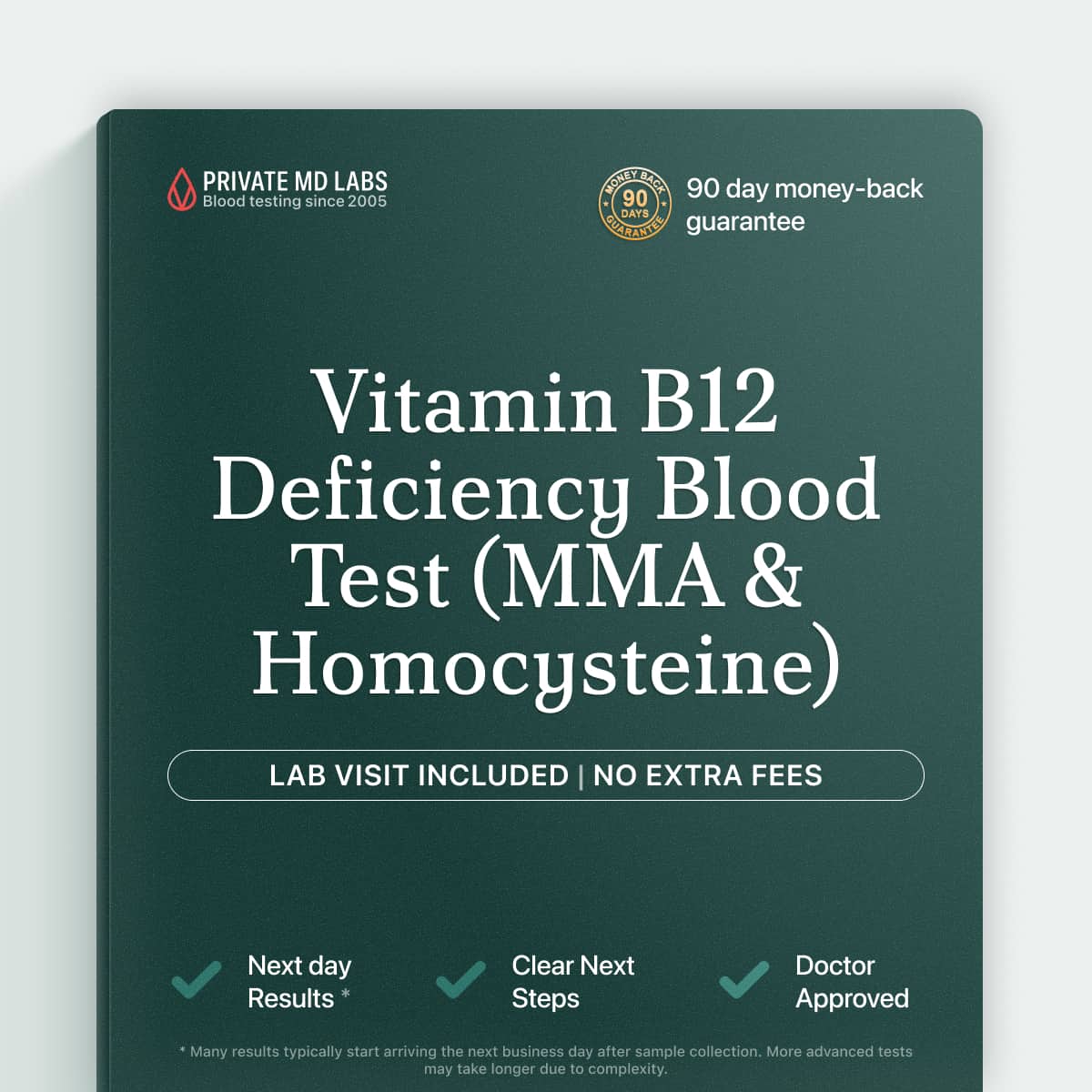 Nutrition-focused test checking B12 and folate deficiency via MMA and homocysteine