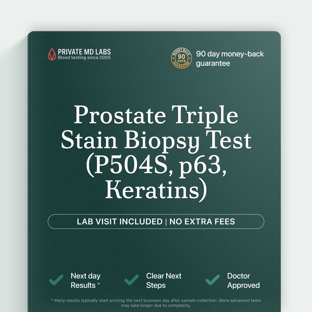 Prostate triple stain IHC test for men with prior biopsy findings suggestive of cancer