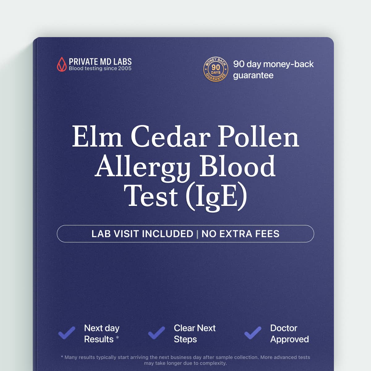 Elm Cedar IgE allergy blood test for identifying tree pollen sensitivity