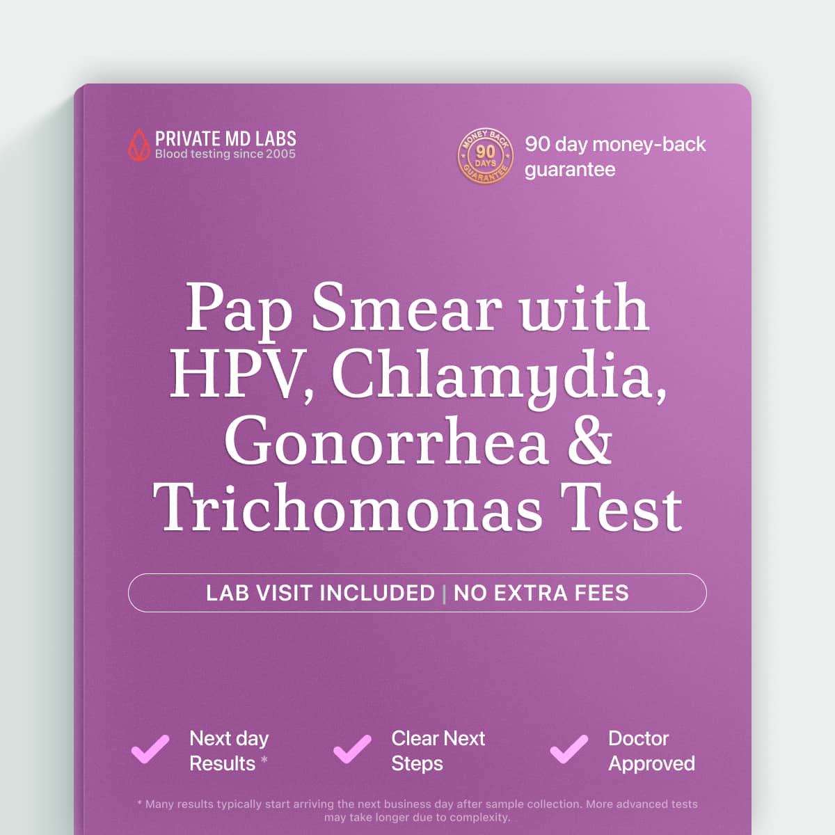 Women's Pap smear with HPV, chlamydia, gonorrhea, and trichomonas screening test