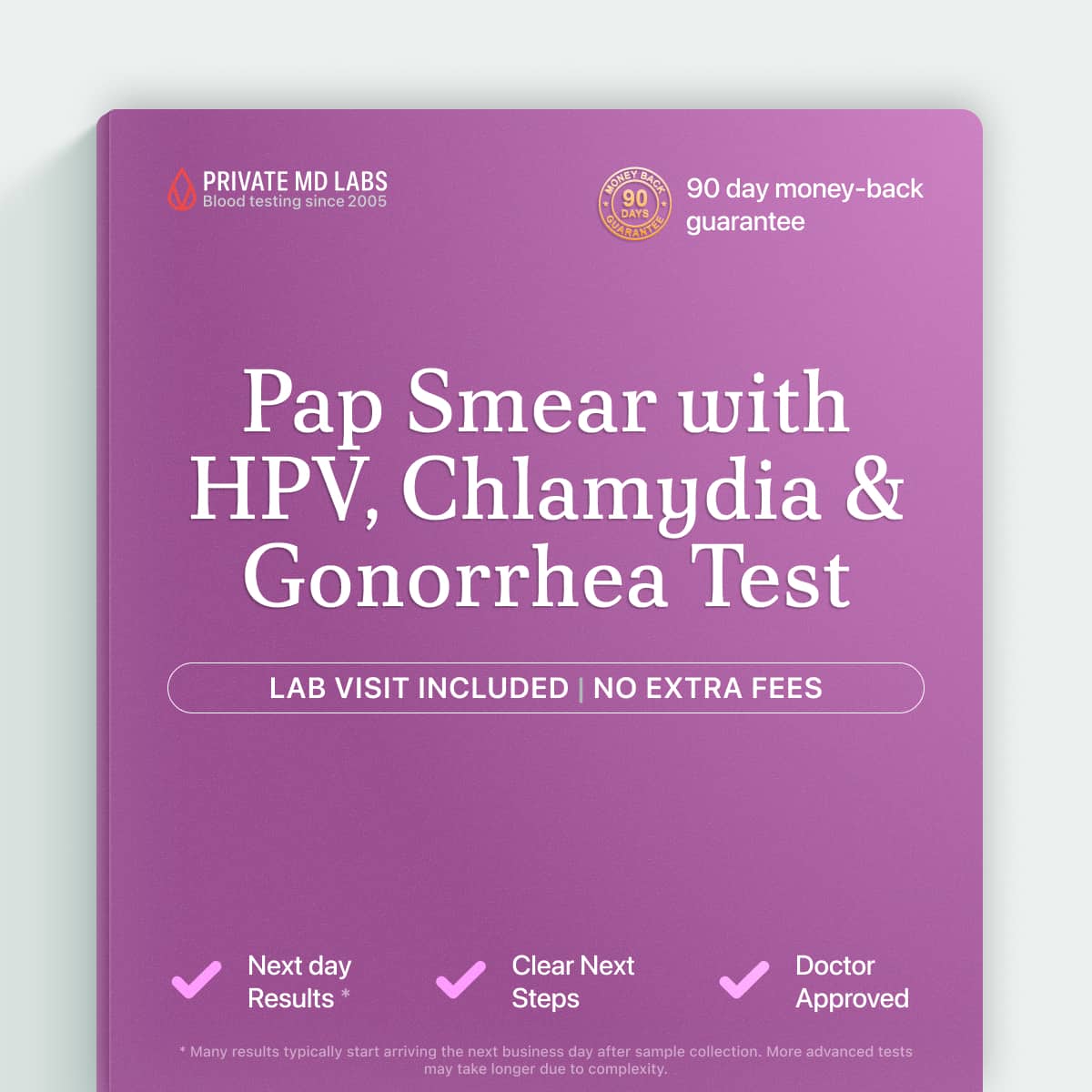 Pap smear with HPV, chlamydia, and gonorrhea reflex test for women