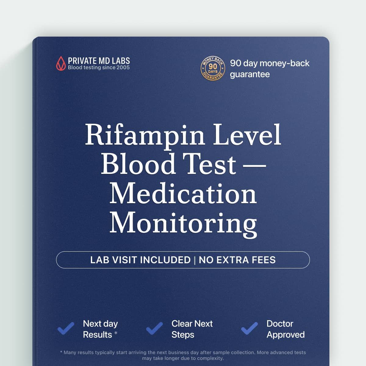 Rifampin level blood test for monitoring tuberculosis medication dosing