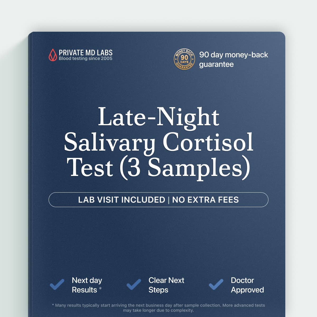 Saliva cortisol test for adults with stress, sleep issues, or Cushing symptoms