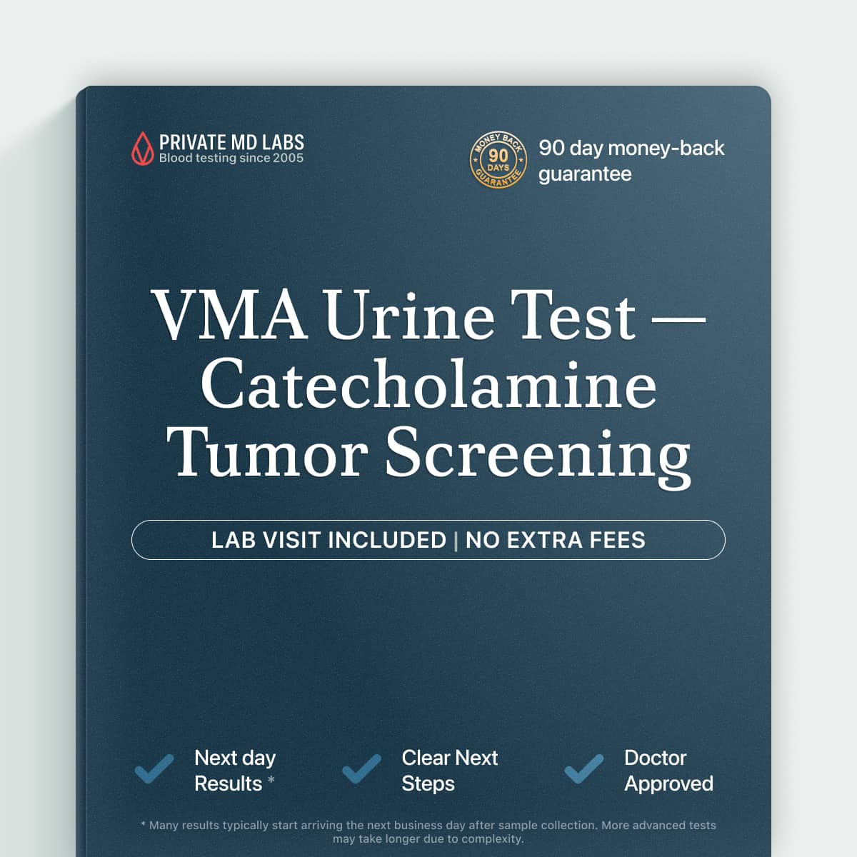 24-hour urine VMA test screening for catecholamine-secreting tumors like pheochromocytoma