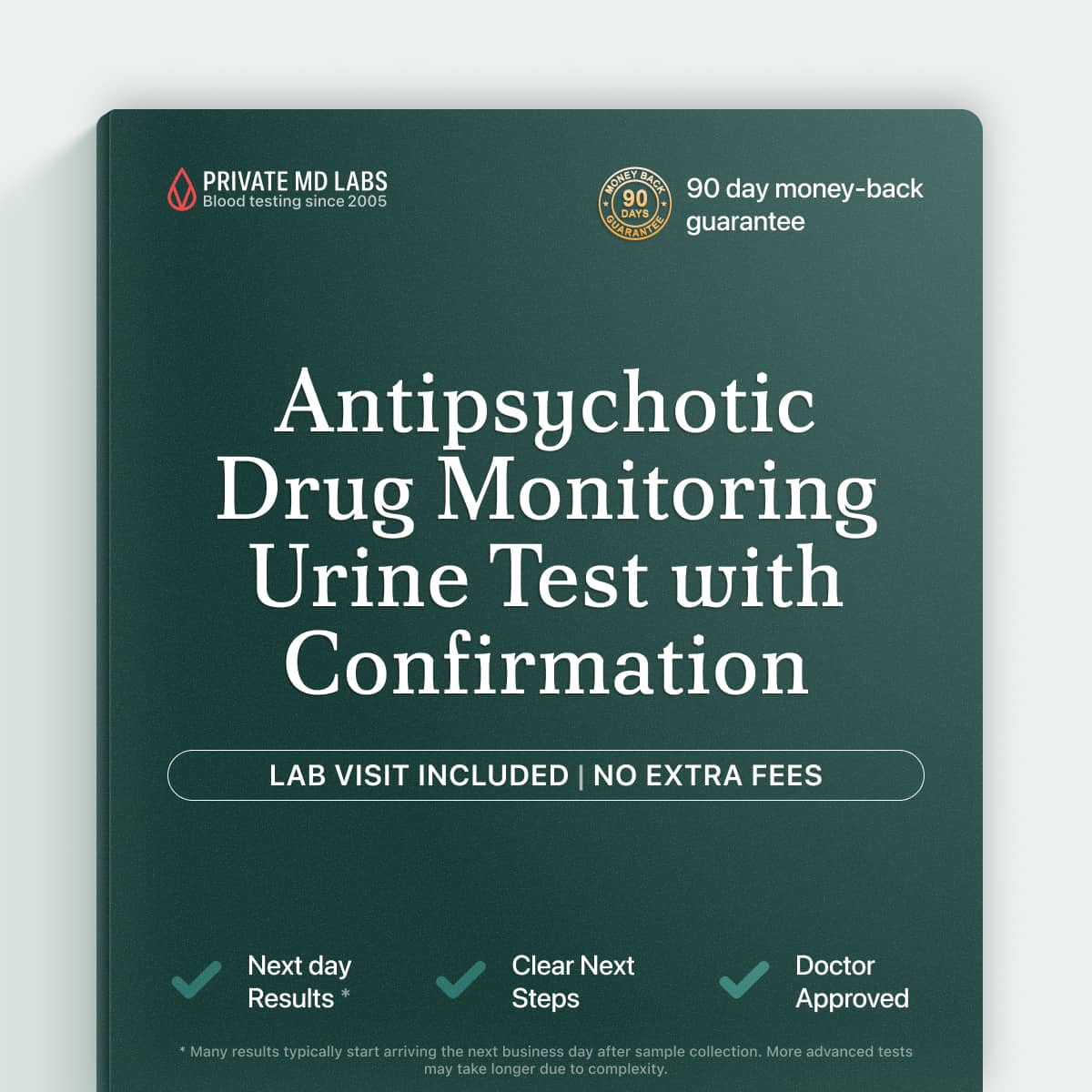 Urine drug monitoring test confirming antipsychotic medication use and compliance