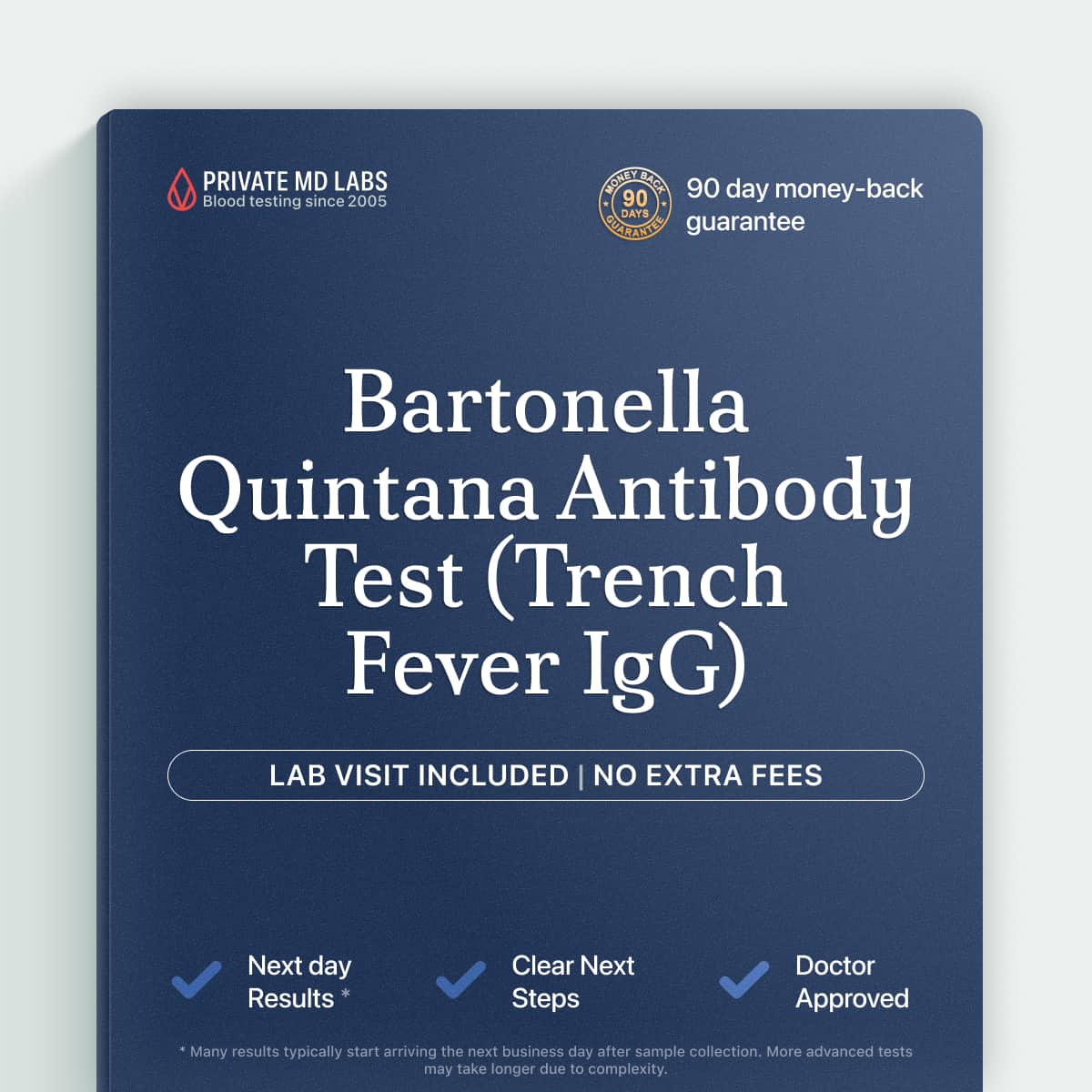 Bartonella quintana IgG antibody test for diagnosing trench fever or chronic infection