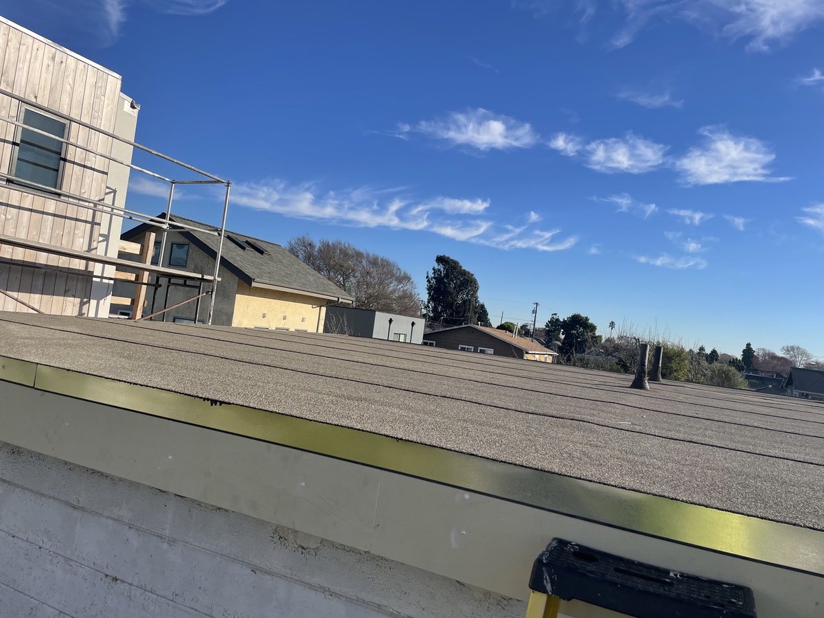 New Shingle and Bitumen Roof and New Gutters and Downspouts, CA