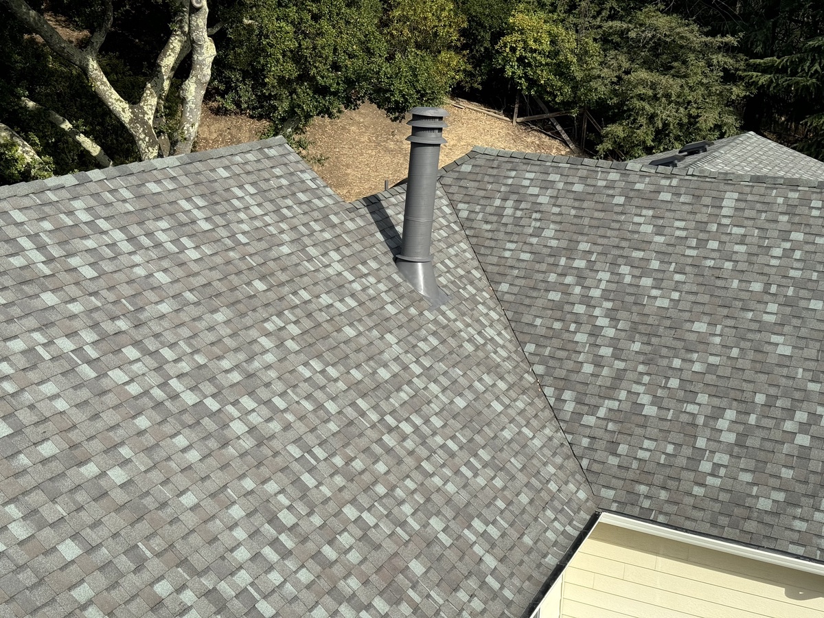 New Shingle Roof, Dry Rot Repair, Covered 3 Skylight Openings, Installed 4 New Powered Attic Fans and Removed Old Conduit Pipe, CA