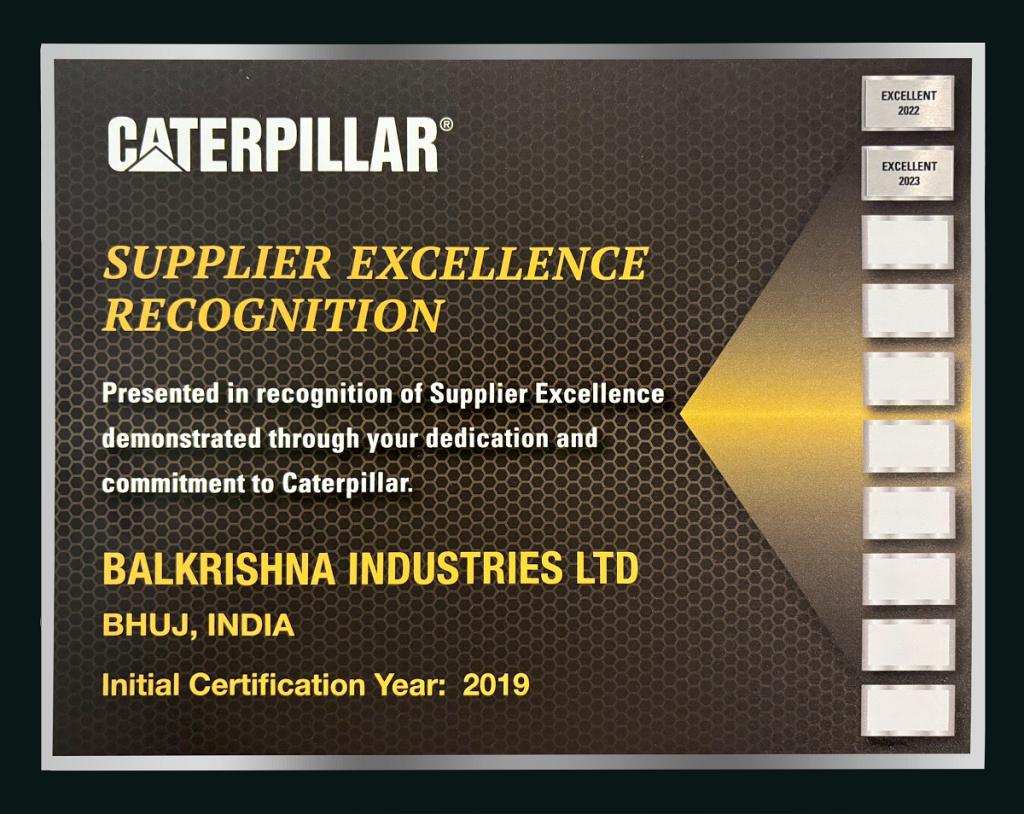 BKT ottiene la certificazione ‘Excellent Level’ da Caterpillar per il secondo anno consecutivo