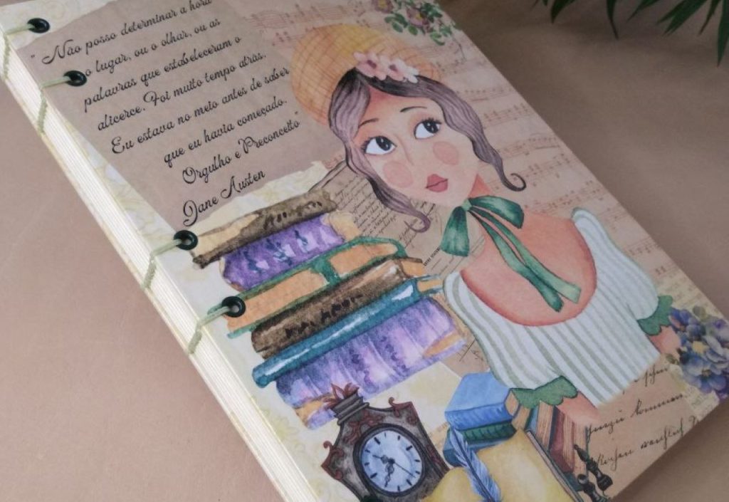 Coleção Jane Austen de cadernos em costura copta.