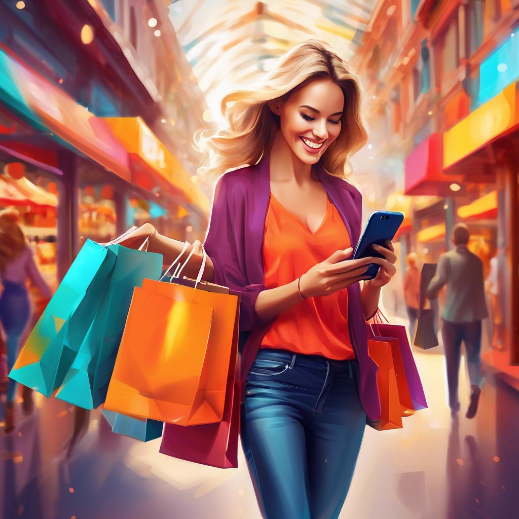 Mulher alegre fazendo compras online