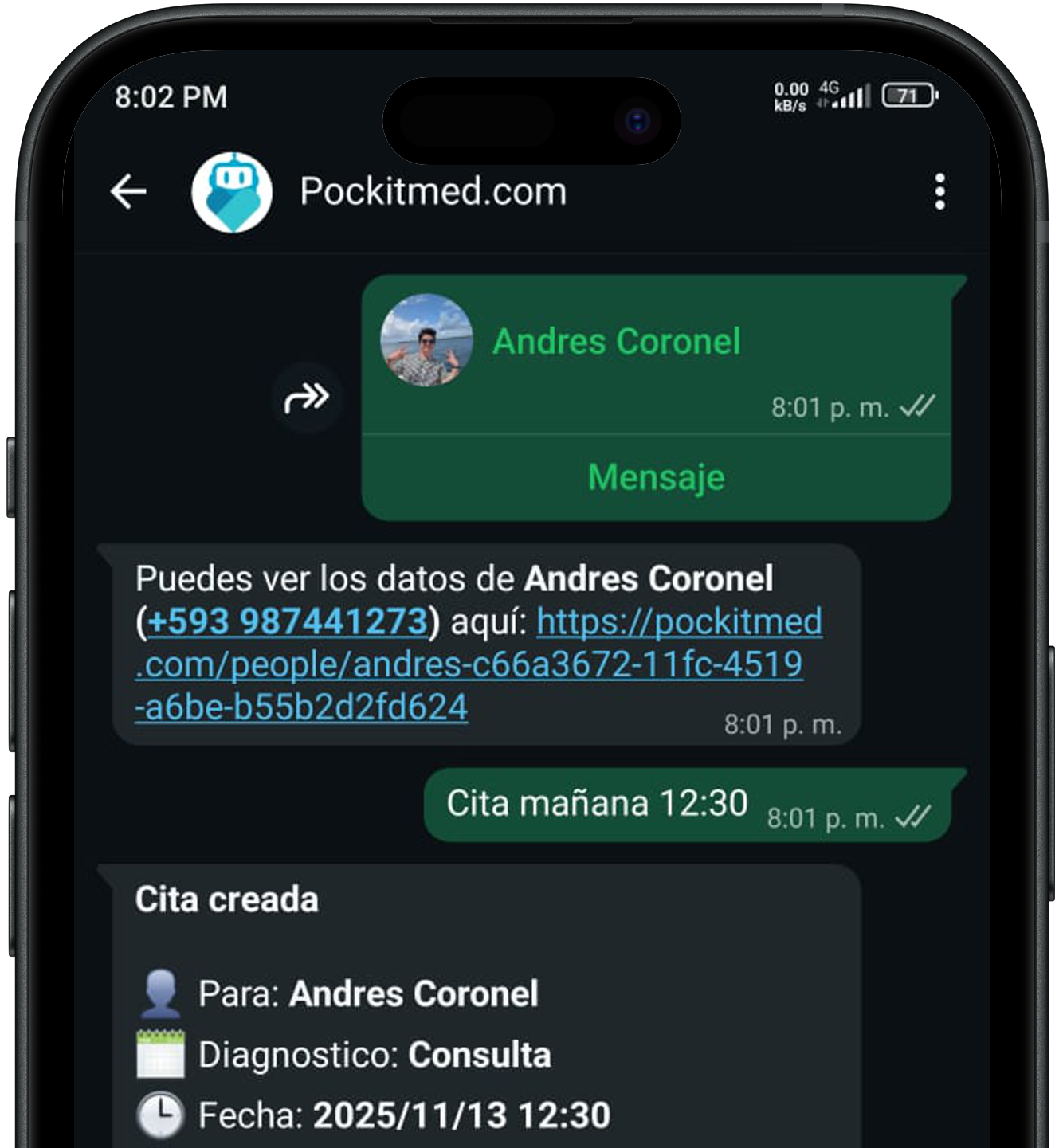 Gestión médica en WhatsApp